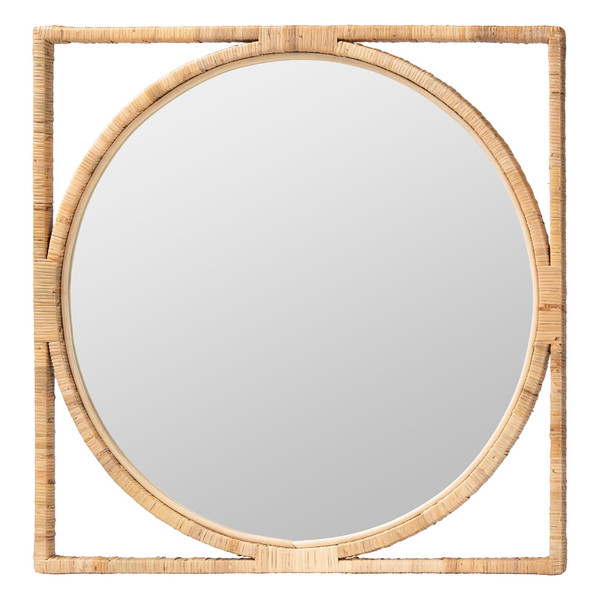 bali & pari Bayan Japandi Natural Rattan Wall Mirror