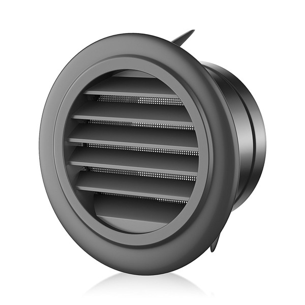 6 Inch Soffit Vent for Exhaust Fan with Built-in Mesh Screen, Black Round Soffit Exhaust Vent Cover ABS Louver Grille Cover, Eve Dryer Vent for Bathroom Office Kitchen (ABS Soffit Vent 6in-black)