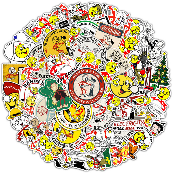 50 Pcs/Pack Electricity Will Kill Sticker, Reddy Kilowatt Stickers, Remember Kids You Electrical Stickers Electrician Decals for Car, Water Bottle, Laptop, Hard Hat White 50 Pcs/Pack Electricity Will Kill Sticker, Reddy Kilowatt Stickers, Remember Kids You Electrical Stickers Electrician Decals for Car, Water Bottle, Laptop, Hard Hat White