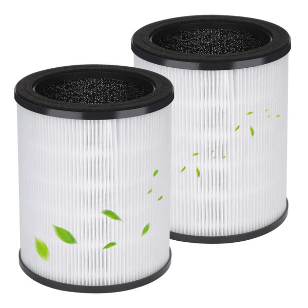 (2 Pack) KJ80 Replacement Filter Compatible with Vhoiu KJ80 Air Purifier Black/White, 360° Rotating 3-in-1 Filter of H13 True HEPA Filter, (Official Original Filter, Not Suitable for Other Models)