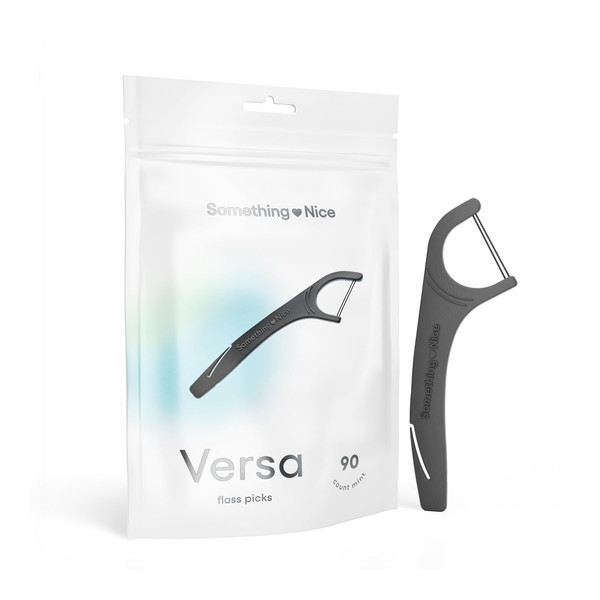 SOMETHING NICE Versa Floss Picks - Minty Fresh Twin Floss for Extra Strength with Mint Flavour - Dental Floss Picks with Tongue Scraper | Flossers with Xylitol for Enhanced Protection 90-Pack-1765520360