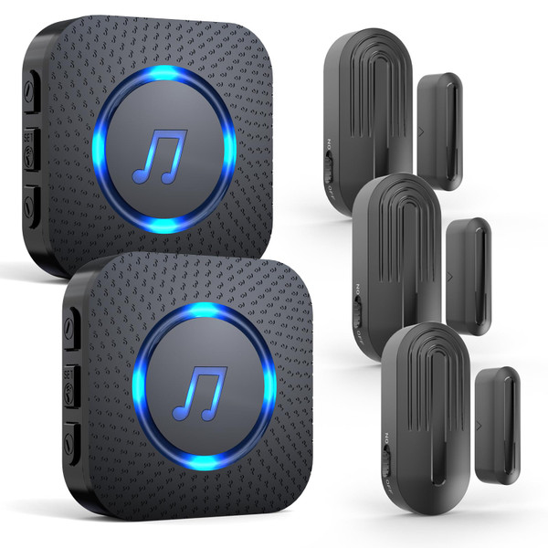 SanJie Door Chime, Wireless Door Chimes When Door Open Entry for Business/Home/Office/Store (500ft Range 26 Chimes Adjustable Volume)