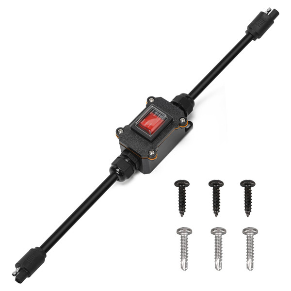 Inline 12V 20A Power Switch, Briidea IP65 Waterproof SAE Connector with Overload Protection, 12 AWG Cable, Ideal for Solar Panel, ATV, RV, Kayaks