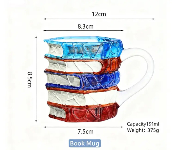 Ceramic Innovative 3D Painting Book Mug Unique Stacked Coffee Cup Perfect Gift for Literature Lovers Creative Colorful Book Gift Ideal for Christmas TikTokShopBlackFriday Reuse Reusable