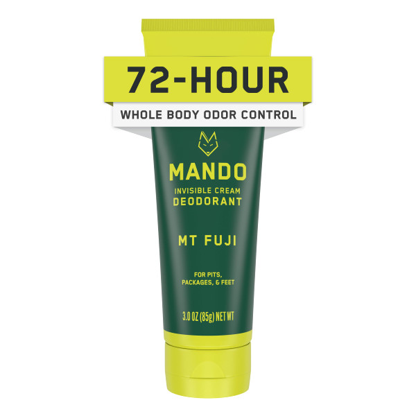 Mando Whole Body Deodorant For Men - Invisible Cream - 72 Hour Odor Control - Aluminum Free, Baking Soda Free, Skin Safe - 3 Ounce Tube (Mt Fuji)