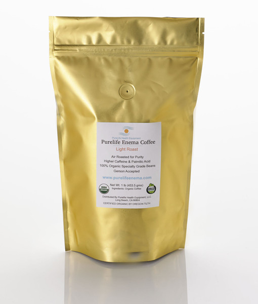 Purelife Organic Enema Coffee- 2 LBS Light AIR Roast- Ground - Lab Tested - Free of Mold, Fungus, Mycotoxins, Pesticides - Gerson Accepted - A USA Company