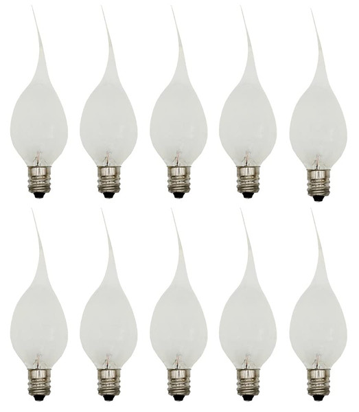 Creative Hobbies® Silicone Dipped, Country Style, Electric Candle Lamp Chandelier Light Bulbs, 7 Watt Incandescent, Individually Boxed - 10 Pack