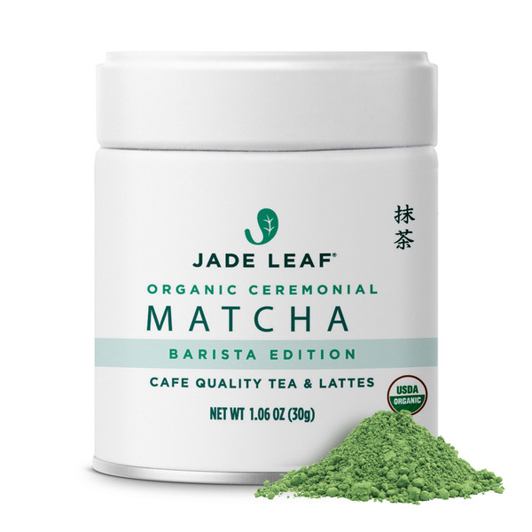 Jade Leaf Matcha Organic Premium Ceremonial Grade Matcha Green Tea Powder - Japanese - Culinary, Ingredient, Ceremonial Barista Teahouse, Latte, Collagen, 1.06 Ounce (Pack of 1), Ceremonial Barista