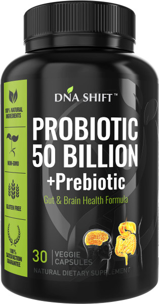 DNA SHIFT Probiotics for Women and Men - 11 strains - 50 Billion CFU - Probiotic Supplement for Digestive Health - Gut Health - Supports Constipation, Diarrhea, Gas & Bloating - 30ct