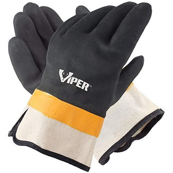 Galeton Viper XL Double Coated PVC Gloves Safety Cuff Black (Pack of 12) 12217,X-Large