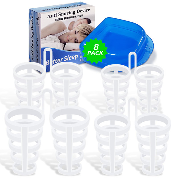 Set of 8 Premium Anti Snore Aid to Prevent Snoring, Smarter Solution Against Snoring (Advanced Design Save Your Lungs)