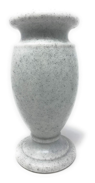 OPTIMUM Memorial Cemetery Flower Vase - Plastic (White Granite) with Metal Ground Spike, Grave Marker, Decorations for Gravesite, Headstone Flowers Holder, Garden Lawn & Yard