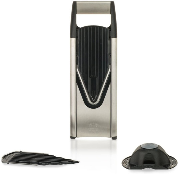 Börner Mandoline Slicer V6 (Basic Set) • Stainless Steel Slicer with V-Blade • Adjustable Vegetable Slicer for Vegetables & Fruits • Slices in 3 Thickness Settings • Includes Safety Guard