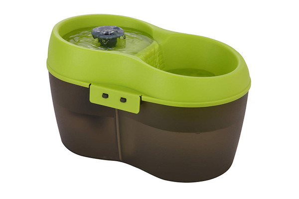 Cat H2O Filtered Cat Water Fountain 67 fl. oz/2.1 Quart with Filter & Dental Care Tablet, Lime Green/Translucent Black