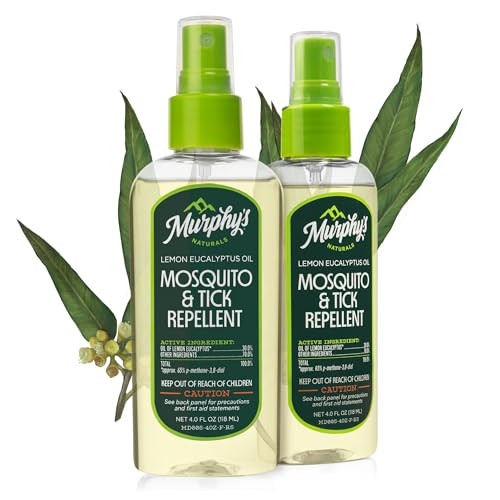 Murphy's Naturals Mosquito & Tick Bug Repellent Spray, Oil of Lemon Eucalyptus for Skin + Outdoor Gear, 4 Ounce Pump, 2-Pack