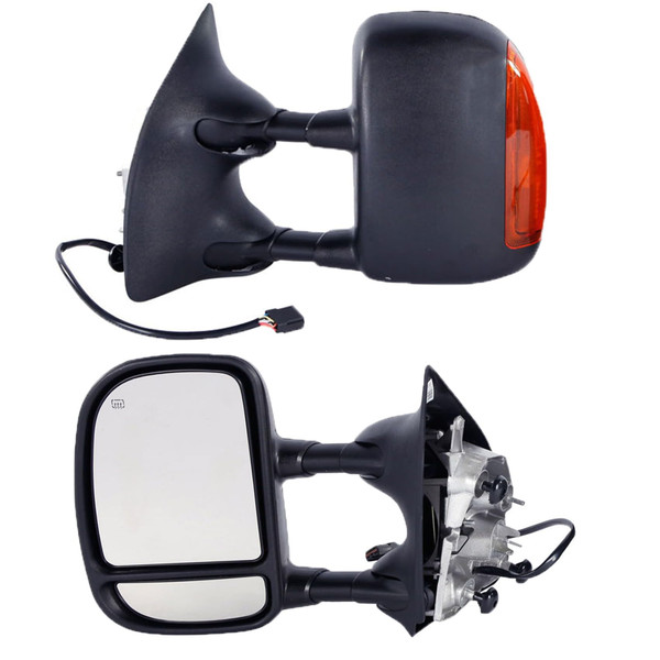 Towing Mirrors Replacement for 1999-2007 Ford F250 F350 F450 F550 Super Duty 2001-2005 Ford Excursion Tow Mirrors Power Heated with LED Signal Light Side Mirrors