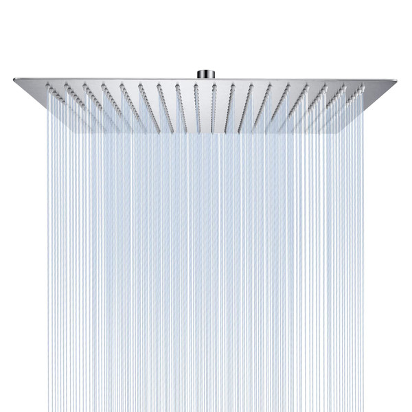 Derpras 16 Inch Square Rain Shower Head, 304 Stainless Steel, Ultra Thin High Pressure Bathroom Rainfall Showerhead (Brushed Nickel) (324 Jets)