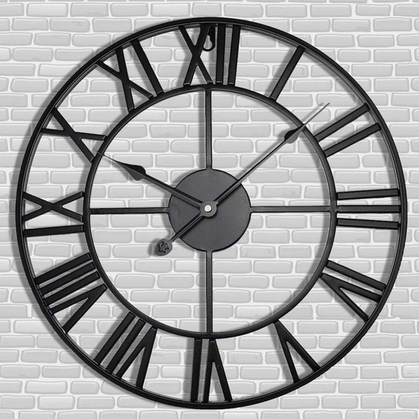 Antique Tower 24 inch Large Roman Numeral Wall Clock, Indoor Outdoor Patio Waterproof Oversized Decorative Contemporary Clock, Antique Black Metal Wall Clock Battery Operated Retro Art Hanging Clock,2 Antique Tower 24 inch Large Roman Numeral Wall Clock, Indoor Outdoor Patio Waterproof Oversized Decorative Contemporary Clock, Antique Black Metal Wall Clock Battery Operated Retro Art Hanging Clock,2