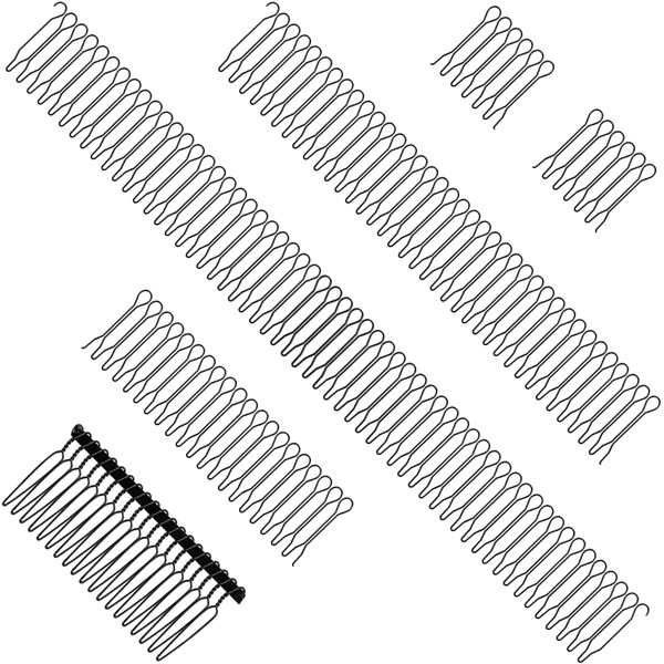 Winsyison 5pcs Hair Finishing Fixer Waver Comb, Invisible U-Shape Hair Fork, 5 Sizes Flexible Wig Holders for Updo Bun Vintage Hairstyle- Black