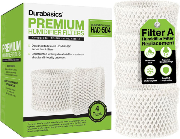 Durabasics 4 Pack of Premium Humidifier Filters Compatible with Honeywell Humidifier Filters HAC-504, HAC-504AW & Honeywell Filter A | Replacement for HCM 350 Filters & Cool Mist Humidifiers-1765610683