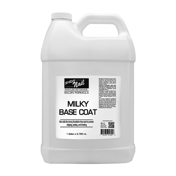 PRONAIL - Milky Base Coat for Nail Polish, 128 Oz - Professional Strength, Long Lasting, Manicure and Pedicure, Nail Strengthener, Hardener, Prevents Chipping - Fast Dry, Bulk Refill Gallon