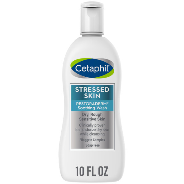 Cetaphil RESTORADERM Soothing Wash, 10 fl oz, Soothes Dry, Stressed Skin, Hypoallergenic, Soap & Paraben Free, National Eczema Association Endorsed