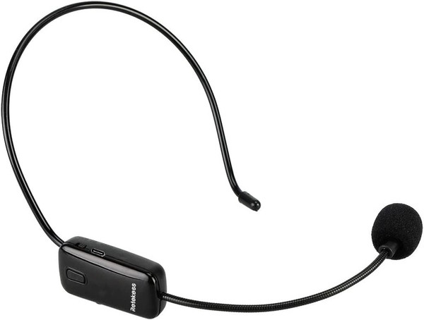 Retekess TR503 Wireless FM Microphone Headset, Hands-Free with Rechargeable Battery for Voice Amplifier, Church, Tour Guide, Teacher, Salesman, Conference, Karaoke (Black)