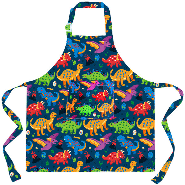 Sylfairy Aprons for Kids Girls Rainbow Unicorn Apron Children Kitchen Chef Aprons Smock (Green+Dinosaur, Small,3-5Years)