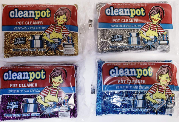 Cleanpot/Clean Pot Cleaner Luster Sponge Especially for Teflon (Package May Vary) Pack (4)