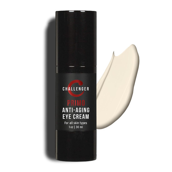 Challenger Primo Anti-Aging Eye Cream | Unscented | Clean Dispensing Airless Pump | Reduce Wrinkles, Under-Eye Circles, Puffiness, Crows Feet and Signs of Age | 1oz
