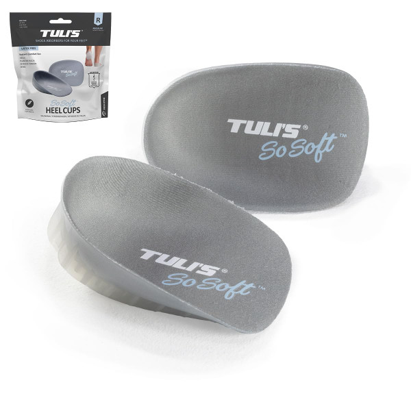 Tuli's So Soft Heavy Duty Gel Heel Cups, Cushioned Relief for Plantar Fasciitis, Sever's Disease, and Heel Pain, 1 Pair, Regular