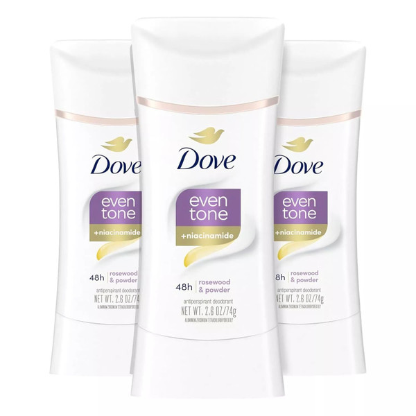 Dove Even Tone Antiperspirant Deodorant for Uneven Skin Tone Restoring Powder Sweat Block for All-Day Fresh Feeling 2.6 oz 3 Count
