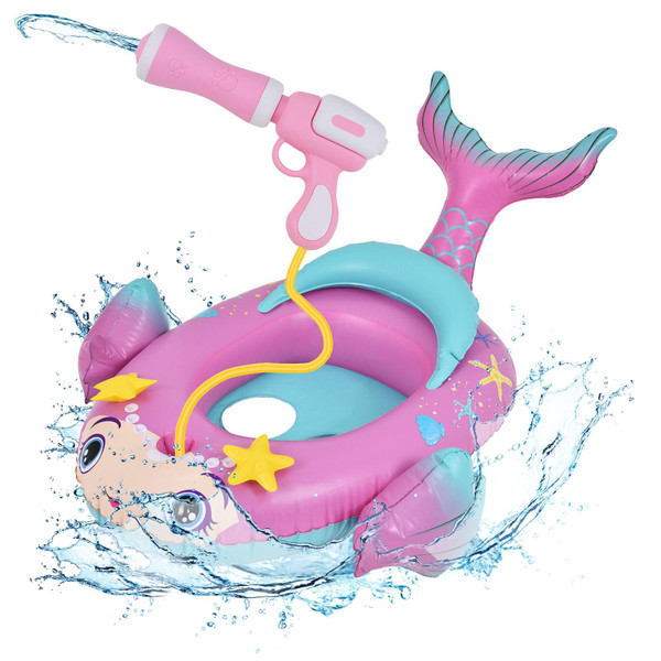 Coumy Kids Mermaid Inflatable Pool Float with Integrated Squirt Gun,Fun Ride,on Float for Toddlers(Ages 3-8), Exciting Swimming Pool Toy for Boys and Girls Coumy Kids Mermaid Inflatable Pool Float with Integrated Squirt Gun,Fun Ride,on Float for Toddlers(Ages 3-8), Exciting Swimming Pool Toy for Boys and Girls