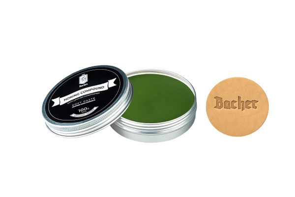 BACHER Stropping Compound - Very Fine Green Polishing Compound - Leather Strop Sharpening Buffing Compound with applicator – 100g (3.53 Oz)