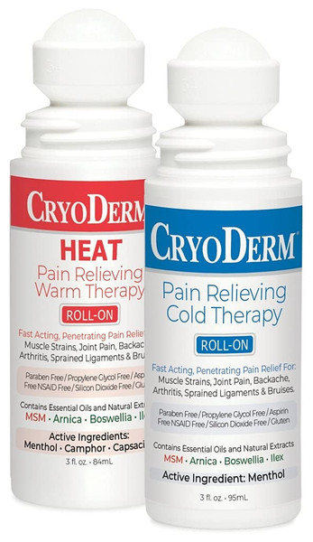 Cryoderm Cold & Heat Pain Relieving Gel Roll-on - 3 Ounce, Set of 2