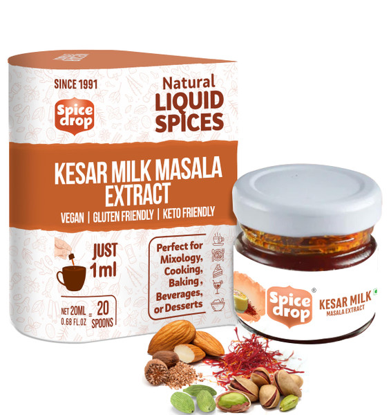 Spice Drop Saffron Milk Extract - Pure Kashmir Extract - High Aroma, Functional, Rich Flavor and Aroma - No Artificial Color and Preservative - Gluten Free & Non GMO (Saffron Milk Mix)