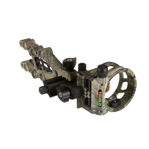 TRUGLO Carbon Hybrid 5-Pin Durable Ultra-Lightweight Micro-Adjustable Bow Sight with Large Circular Field of View, Toolless Micro Adjustment, Real-Tree Camo