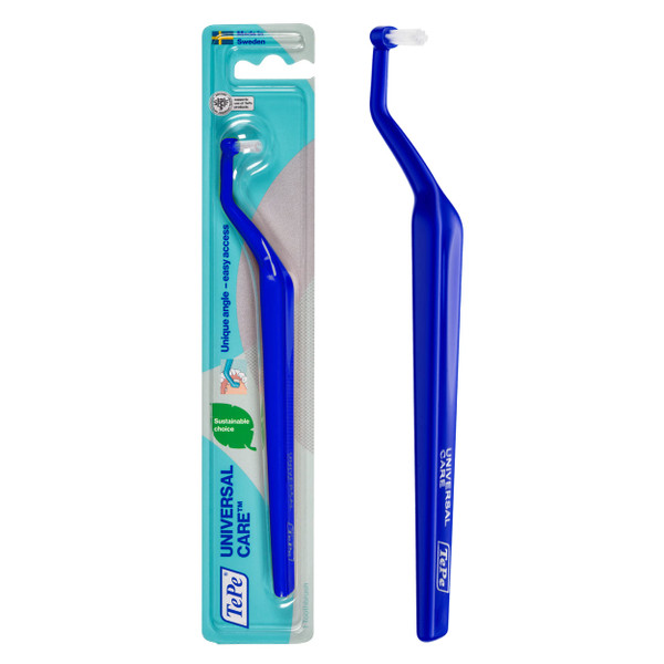 TePe Pack of 1 Universal Care Angled Soft-Bristle Toothbrush, Small-Head Orthodontic Toothbrush