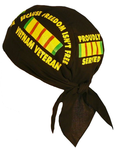 Vietnam Veteran Doo Rag Skull Cap with Sweatband MADE IN AMERICA, USA