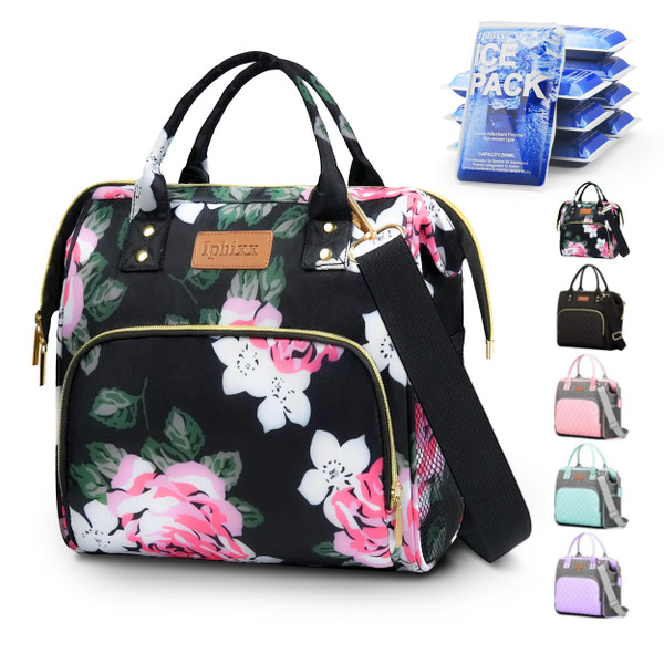 iPhixx Lunch Bags for Women, Lunch Box for Women Insulated Lunch Bag, Leakproof Lunch Tote Bags for Work with Adjustable Strap Reusable Cooler Tote Bag for Picnic,Camping, 8 Ice Packs-1765814272