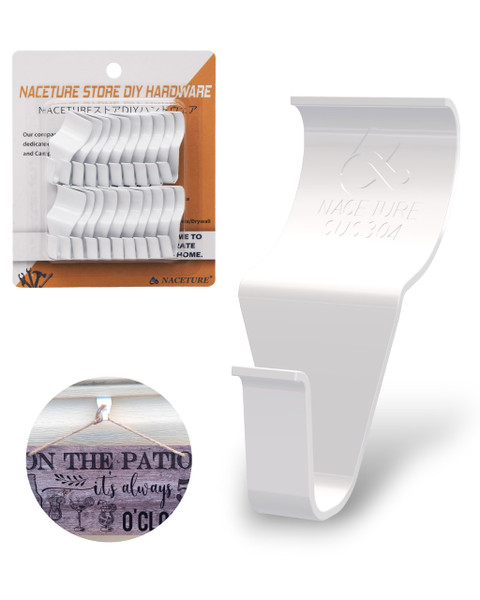 NACETURE Vinyl Siding Hooks 20 Pack Heavy Duty Siding Clips Vinyl Siding Hanger for Hanging on Patio, No Hole Need Command Outdoor Hook Hang to Decor Wreath Things (White 20 Pack)-1765814308