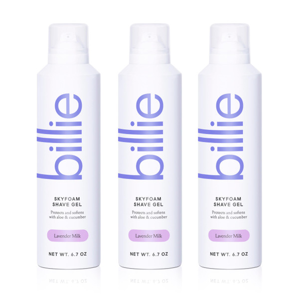 Billie SkyFoam Shave Gel - Lavender Milk Scent - Water-activated Foam - Made With Aloe & Cucumber - For A Close, Smooth Shave - 6.7 fl oz, 3-pack-1765814493