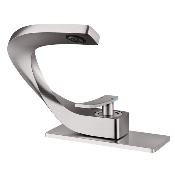 Brushed Nickel Bathroom Sink Faucet, Single Handle Vanity Faucet for Bathroom Sink,Homili 1 or 3 Holes Lavatory Basin Faucets Solid Brass (Bubbler Spout, Brushed Nickel)-1765815106