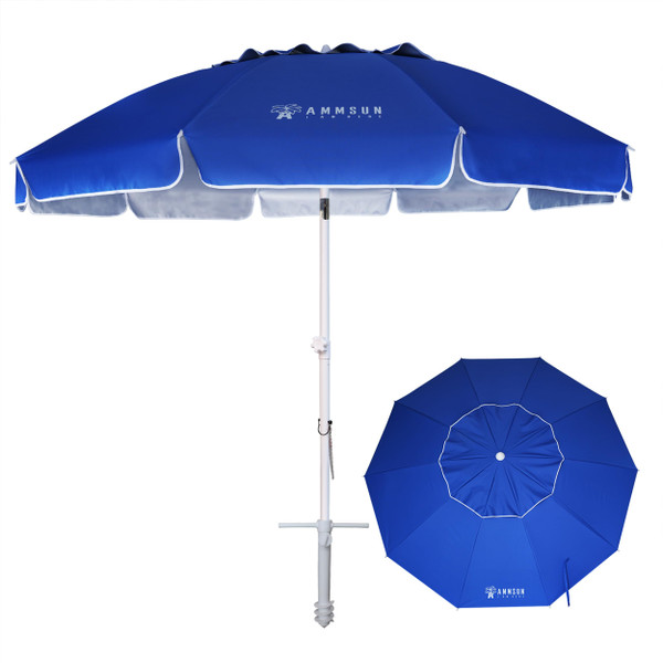 AMMSUN 8 Feet Large Beach Umbrella with Sand Anchor Heavy Duty High Wind Portable Outdoor Umbrellas UPF 50+ Protection Air Vent Tilt Patio Garden Pool Blue AMMSUN 8 Feet Large Beach Umbrella with Sand Anchor Heavy Duty High Wind Portable Outdoor Umbrellas UPF 50+ Protection Air Vent Tilt Patio Garden Pool Blue