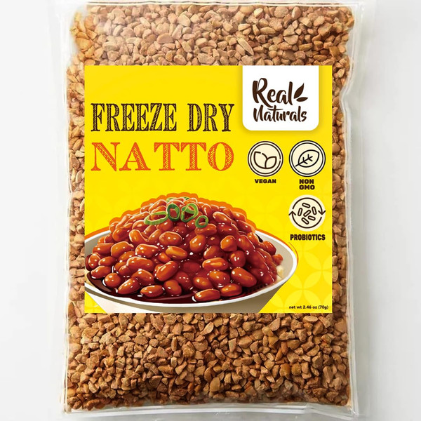 Natto beans freeze dried natto Japanese food. Fermented soybeans for rehydration activating nattokinase starter. High in probiotic healthy foods.