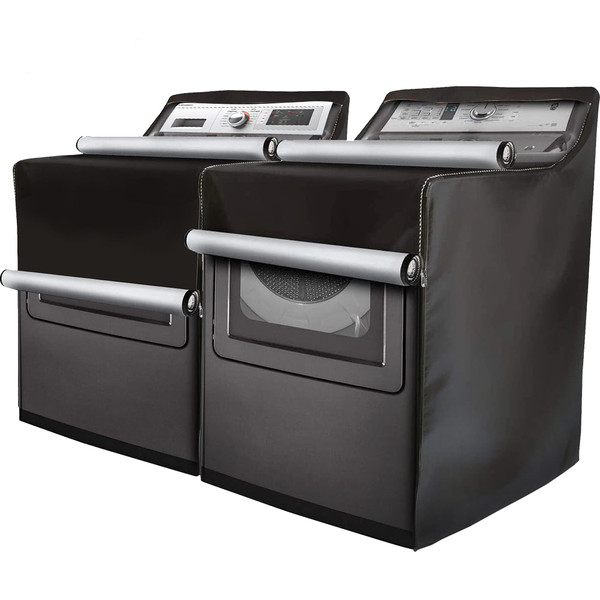 2 Pack - Outdoor Washer and Dryer Covers for the Top - Waterproof Dustproof Washing Machine Cover with Zipper - Fits Top and Front Load Machines Washer Dryer Cover, Cover Lavadora (2 Pack - Black)-1765816807