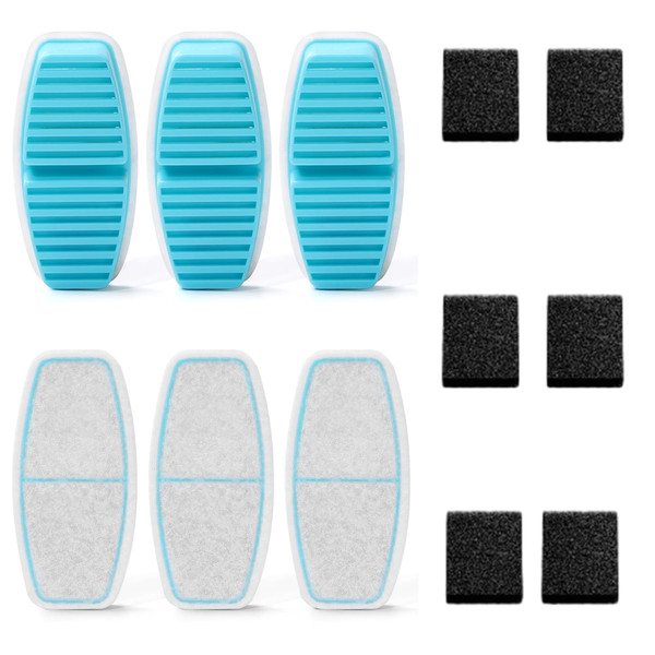 FOFNON Cat Water Fountain Filters: 12 Cat Fountain Filter - ONLY for Battery Operated Cat Water Fountain - 6 Pieces of Filters + 6 Pieces Sponges of Cat Fountain Cordless-1765816845