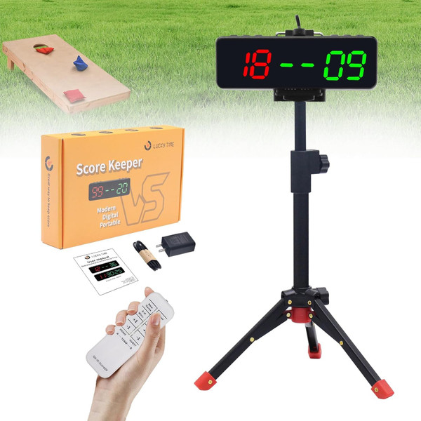 LUCKY TIME Electronic Scoreboard with Remote,Protable LED Digital Cornhole Score Keeper with Tripod,Score/Timer/Count Up/Countdown/Stopwatch/Gym Mode for Backyard lawns Table Game LUCKY TIME Electronic Scoreboard with Remote,Protable LED Digital Cornhole Score Keeper with Tripod,Score/Timer/Count Up/Countdown/Stopwatch/Gym Mode for Backyard lawns Table Game