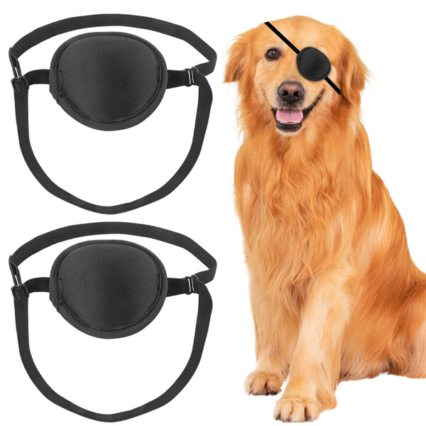 YeeBeny Dog Eye Patch, Eye Protection for Dogs, Adjustable, Groove Design, Black, 2 Pack-1765817497