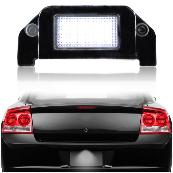 KEEGTBOX Full LED License Plate Light Tag Lamp Assembly for 2005-2014 Dodge Charger Challenger Avenger Magnum Dart White light 1-Piece Replacement